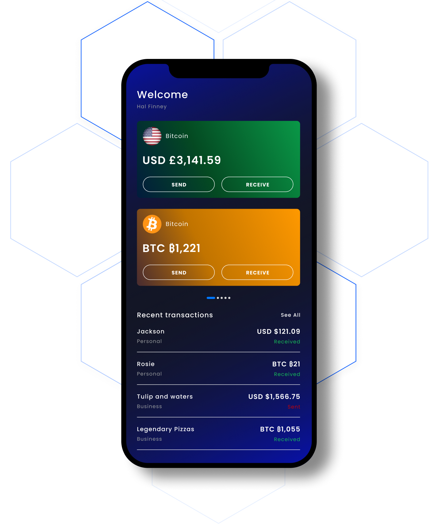 Neo-bank mobile app interface