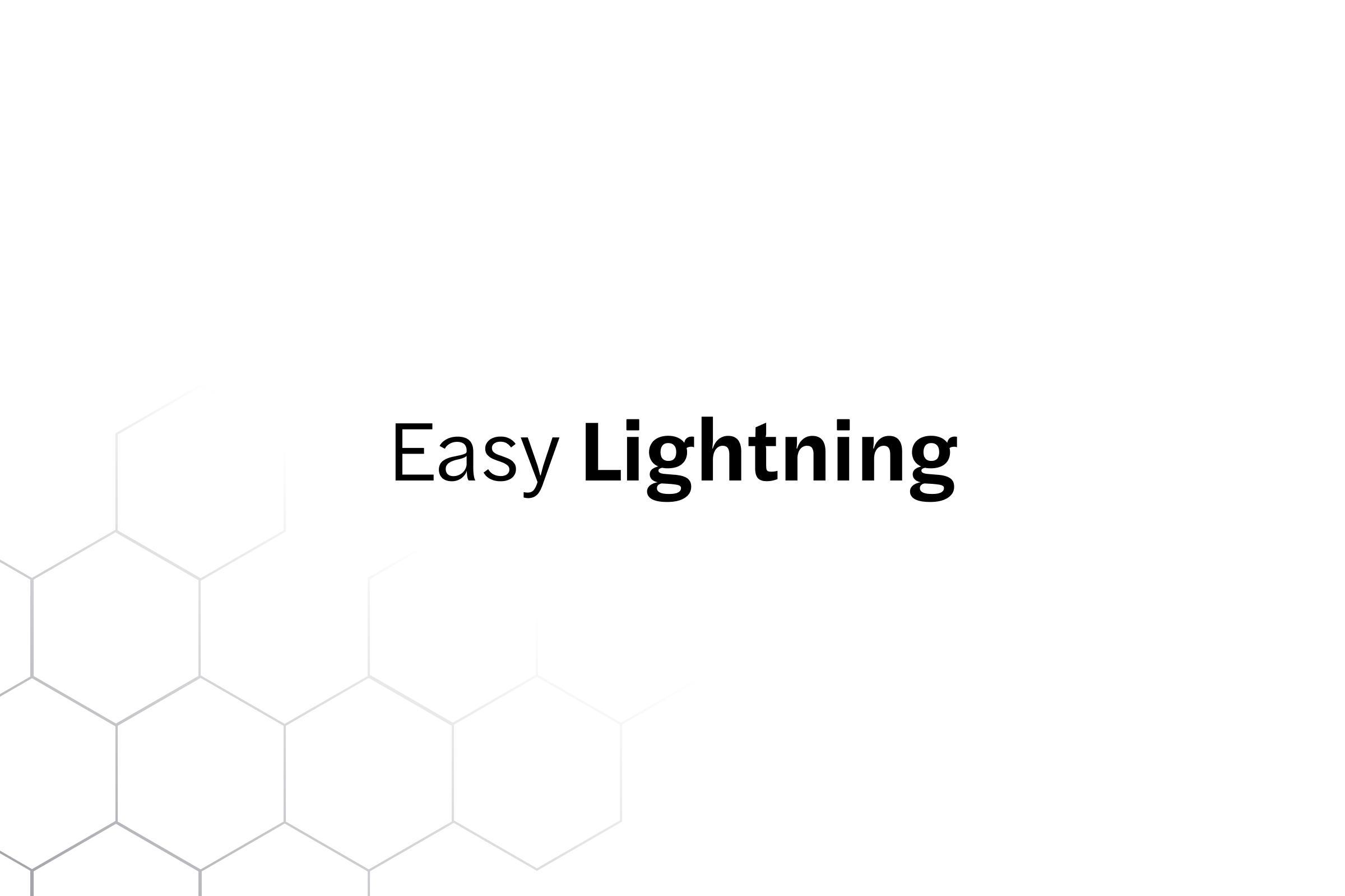 The words Easy Lightning on a white background with a faint hexagon pattern